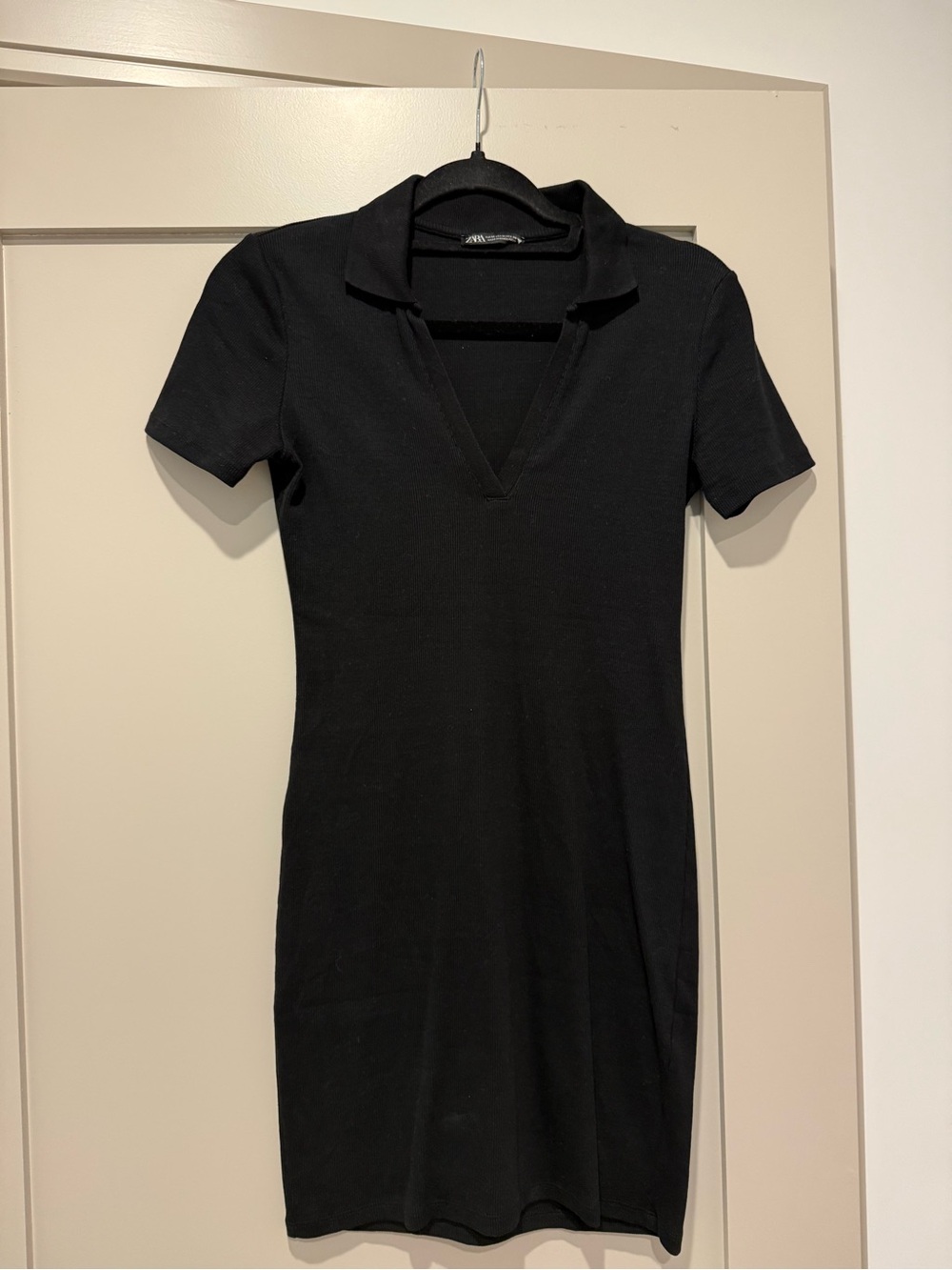 Zara Black Polo-Style Mini Dress